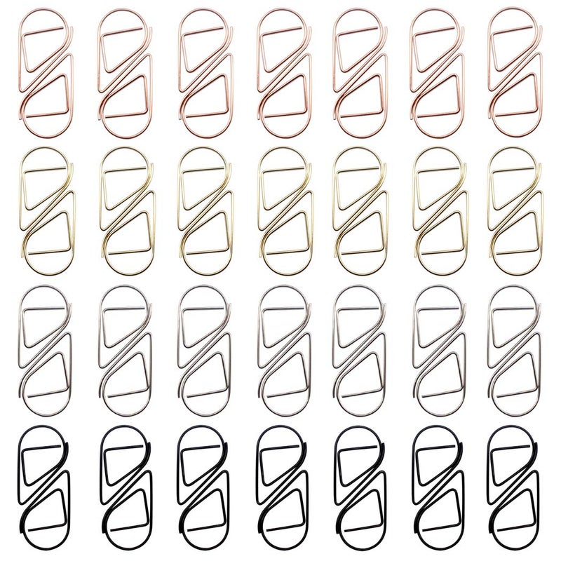 Zoohot 100 Pieces Cute Paper Clips for School Office Supplies, Stainless Steel Drop-Shaped Paperclips (4 Colors) - Image 1
